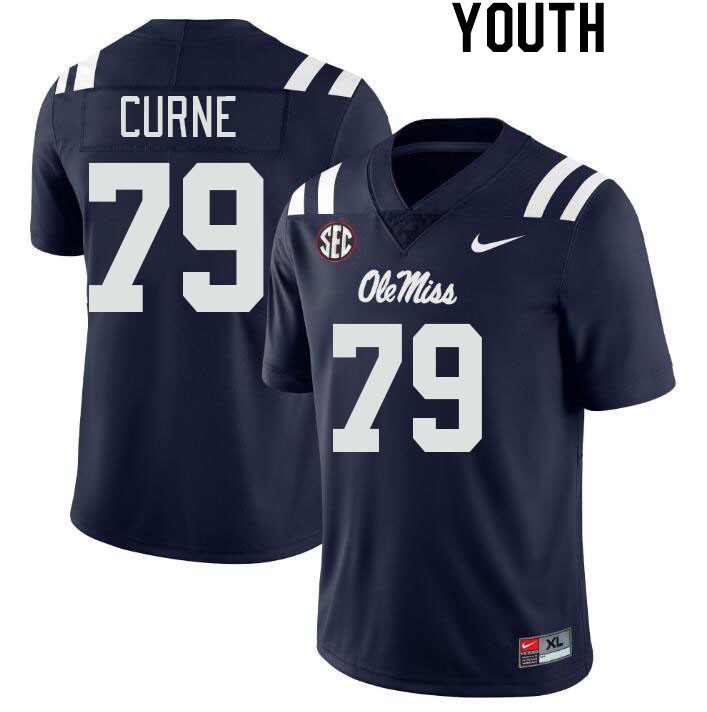 Youth #79 Victor Curne Ole Miss Rebels College Football Jerseyes Stitched Sale-Navy - Click Image to Close